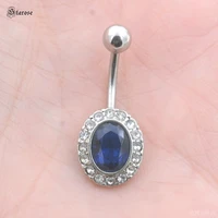 new 14g blue purple oval crystal belly piercing nombril women earrings surgical steel navel ring belly button rings body jewelry