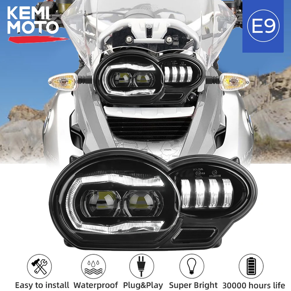 

E9 Mark Headlight for BMW R1200GS Adventure 2004-2012 Motorcycle LED HeadLights for BMW GS 1200 GS Adventure Headlight Assembly