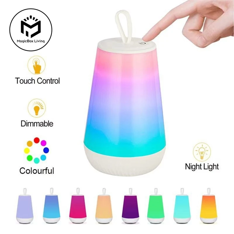 

Colorful Changing Night Light For Kids Baby Dimming Function Touch USB Rechargeable Bedside Bedroom Portable Dimmable Night Lamp