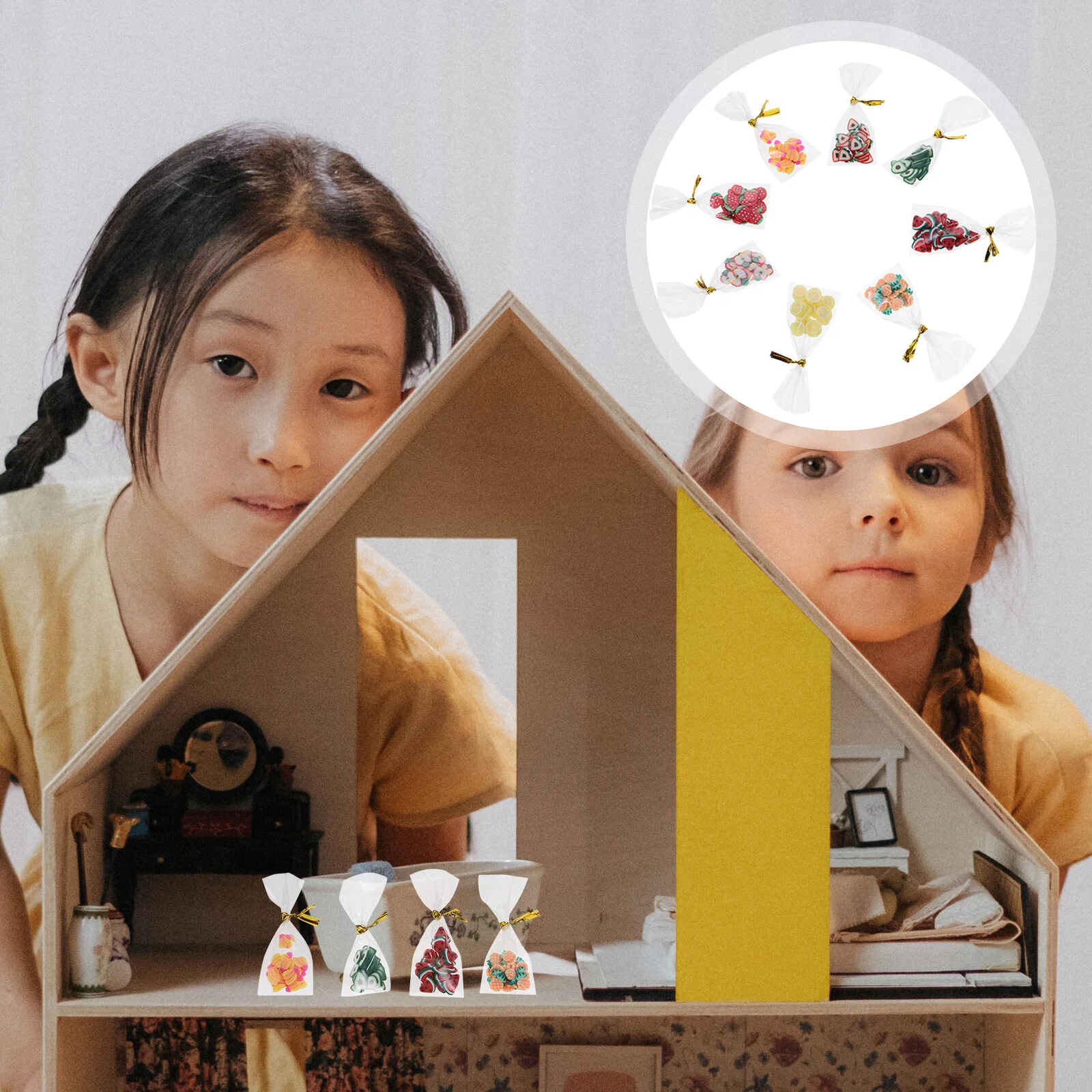 

Packet Miniatures Food Ornament Model Decor House Accessories Pretend Play