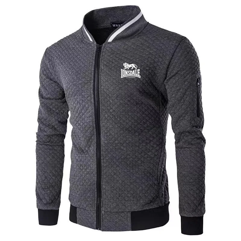 

2022Lion King New Fashion Business Spring And Autumn Men's Stand-Up Collar Zipper Sweater Wool-Like Knitted Warm Sports Cardigan