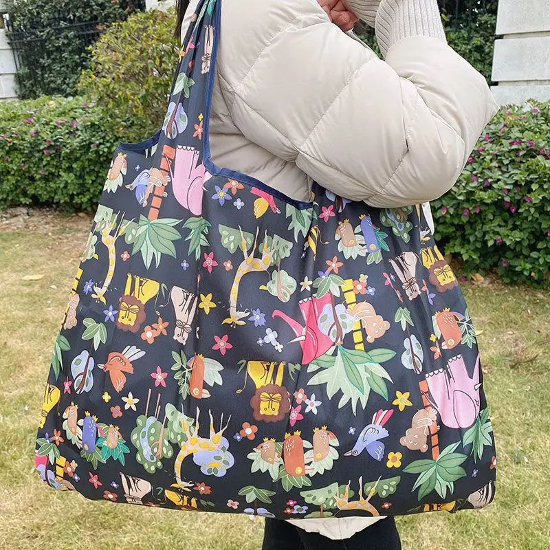 Large Oxford Cloth Cartoon Supermarket Shopping Bag Eco-friendly Bag Tote Bag Go out Grocery Shopping Bag Shoulder Bag Big Apron