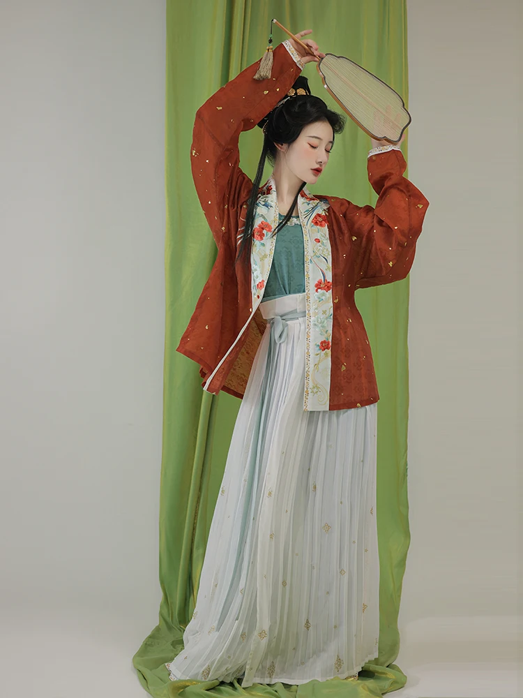 

Pupil Collar Front Lapel, Full-skirt Gown, Moon Yarn, Airplane Sleeve, Blouse, Suspender, Hanfu Made In Song Dynasty