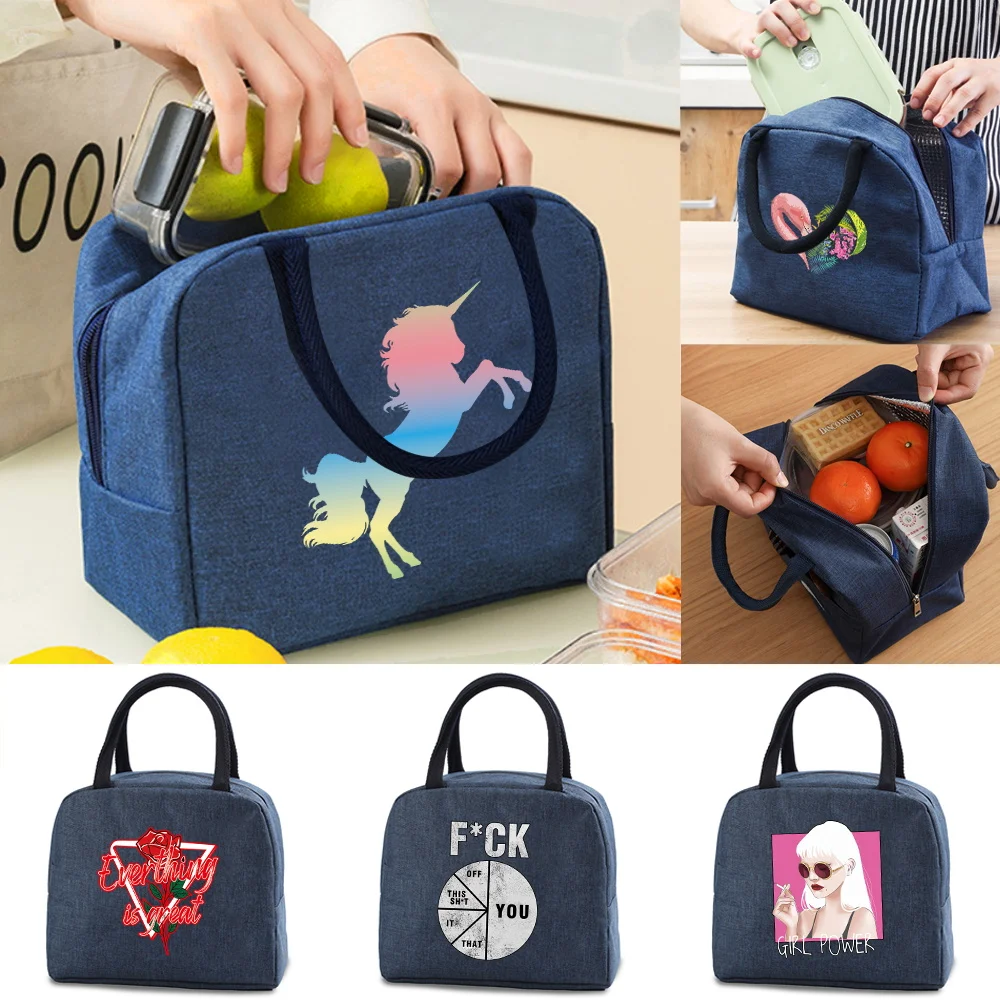 

Lunch Bag Insulated Cooler Bags for Women Work Portable Lunch Box Organizer Kids Food Thermal Canvas Packet Color Series Handbag