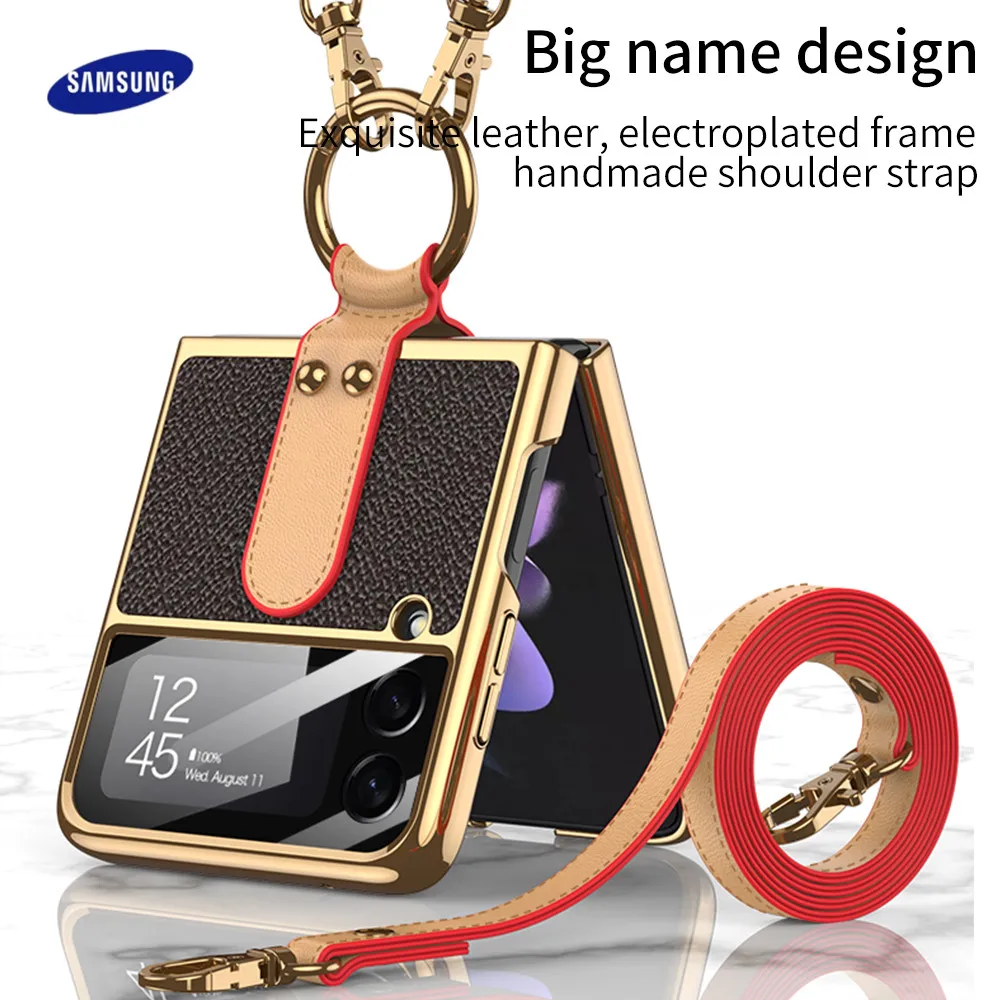 

Samsung Galaxy Z Flip 3 5G Plating Strap Cover Creative Luxury Women's Folding Christmas Cases For Samsung Galaxy Z Flip 3 5G