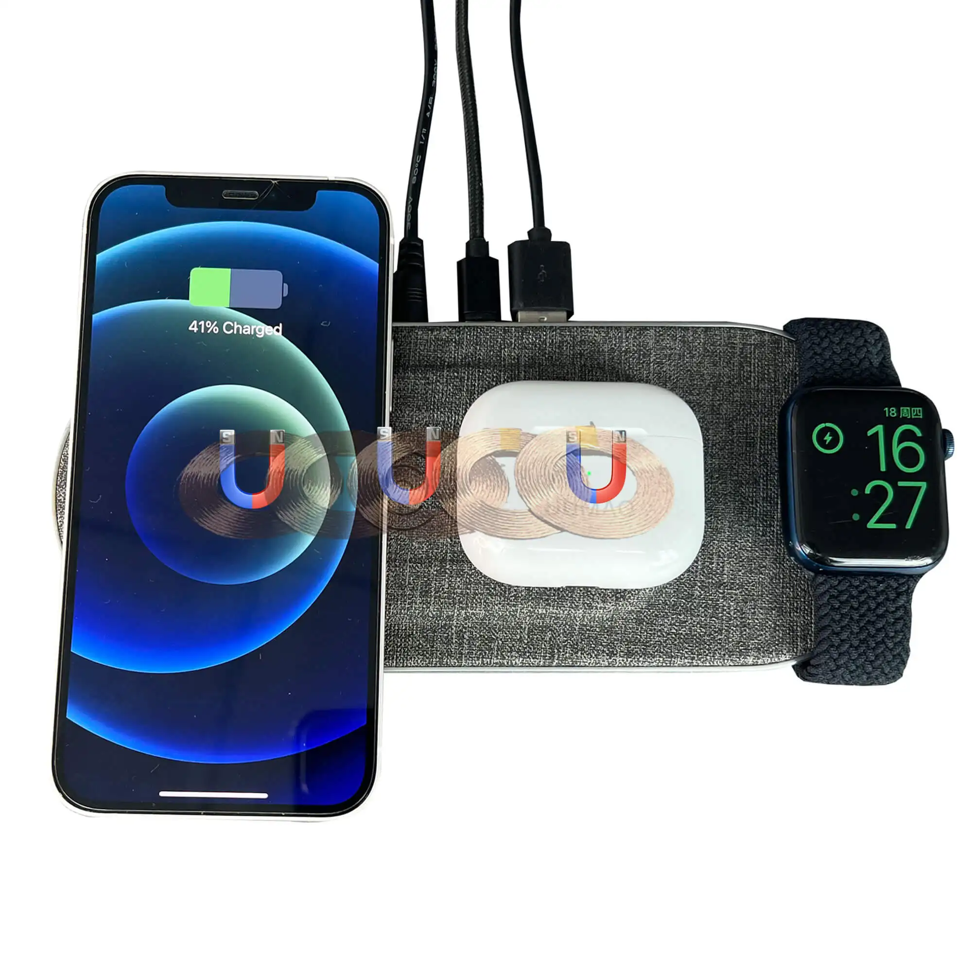 Магнитное 6-катушечное двойное Беспроводное зарядное устройство 10 Вт