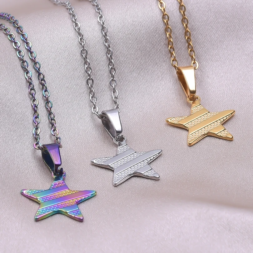 

Star Charm Necklaces For Women Men Accessories Extended Chain Jewelry On Neck Decor Stainless Steel Necklace Girl Choker Collier