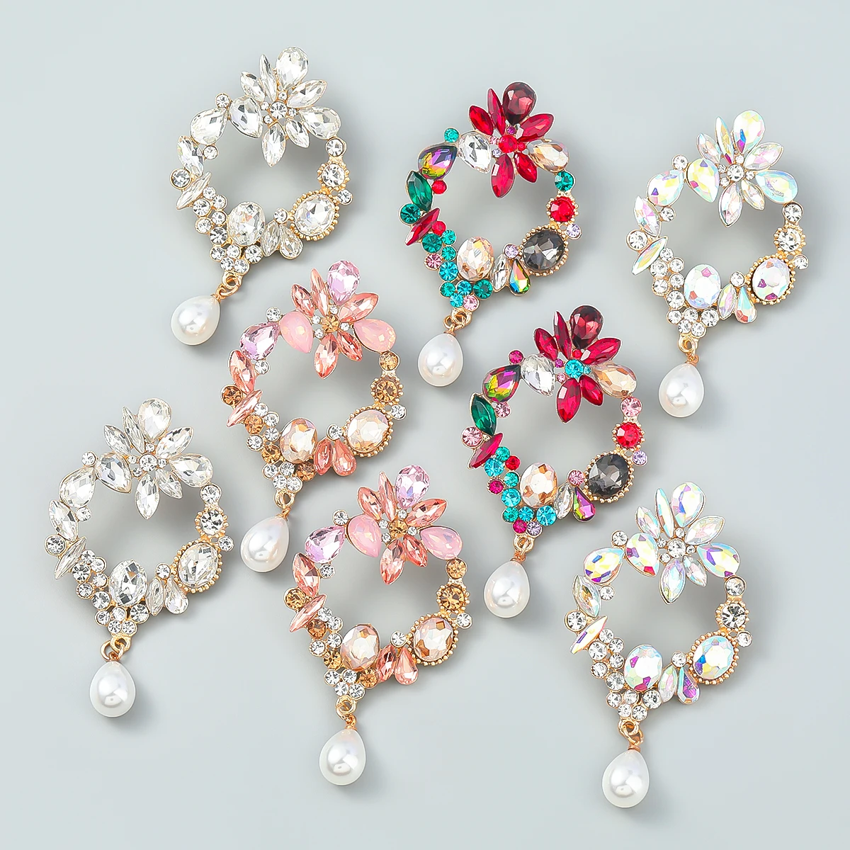 

Pauli Manfi Trend Metal Rhinestone Faux Pearl Geometric Dangle Earrings Home Party Sparkling Accessories Women's Earrings
