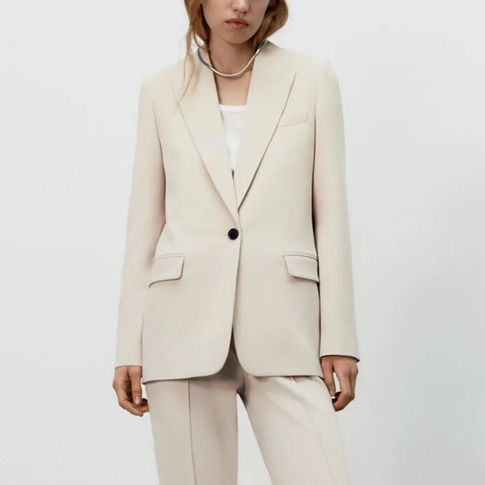 

2022 spring Jacket Coat Casual Office Ladies Spring new women's pocket trim straight tube suit coat