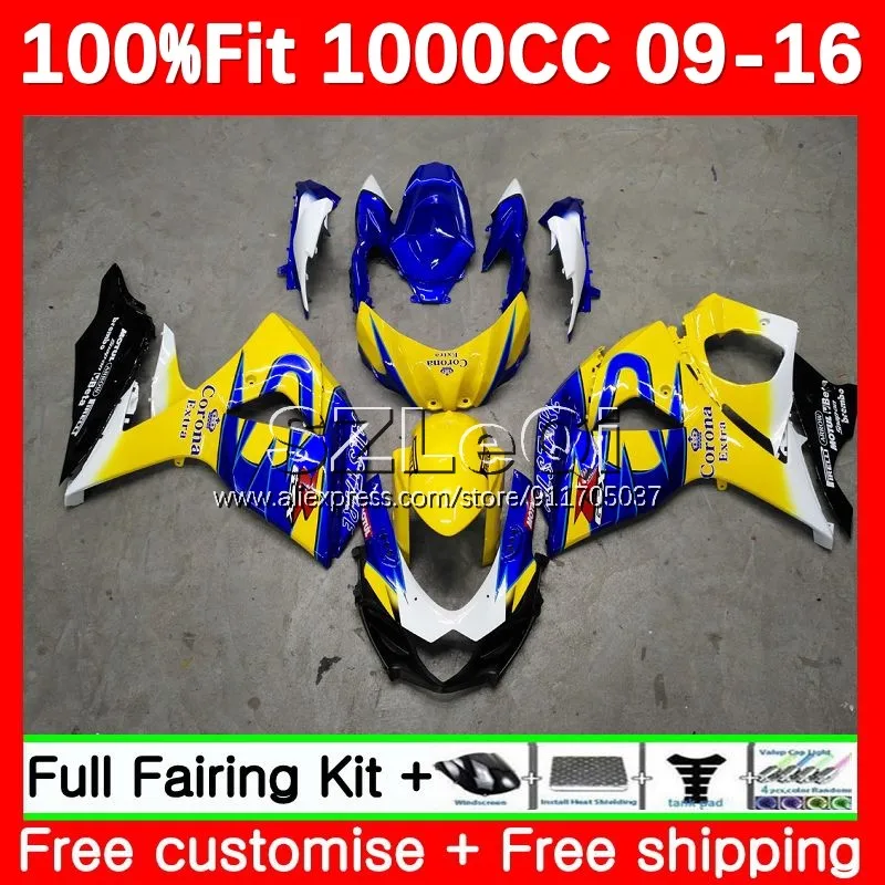 

yellow blue OEM Body For SUZUKI K9 GSXR 1000 CC GSXR1000 09 10 11 12 13 14 15 16 GSXR-1000 2009 2016 Injection Fairing 83LQ.127