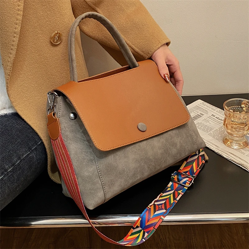 

Роскошная дизайнерская сумка 2022, Высококачественная вместительная сумка-мессенджер из нубука контрастных цветов