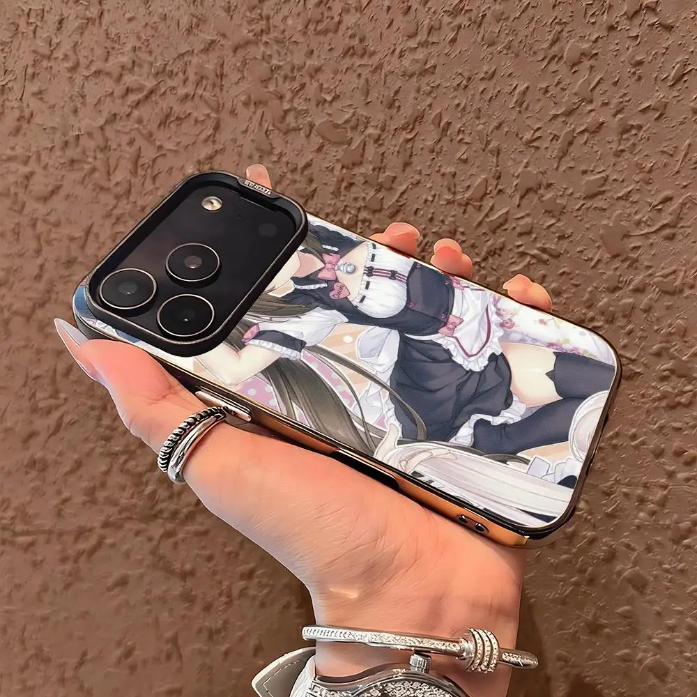 Фото Чехол для телефона NEKOPARA Azuki, серебристый корпус, для iPhone 18, 17, 16, 15, 14, 13, 12, 11 Pro Max Plus. №2