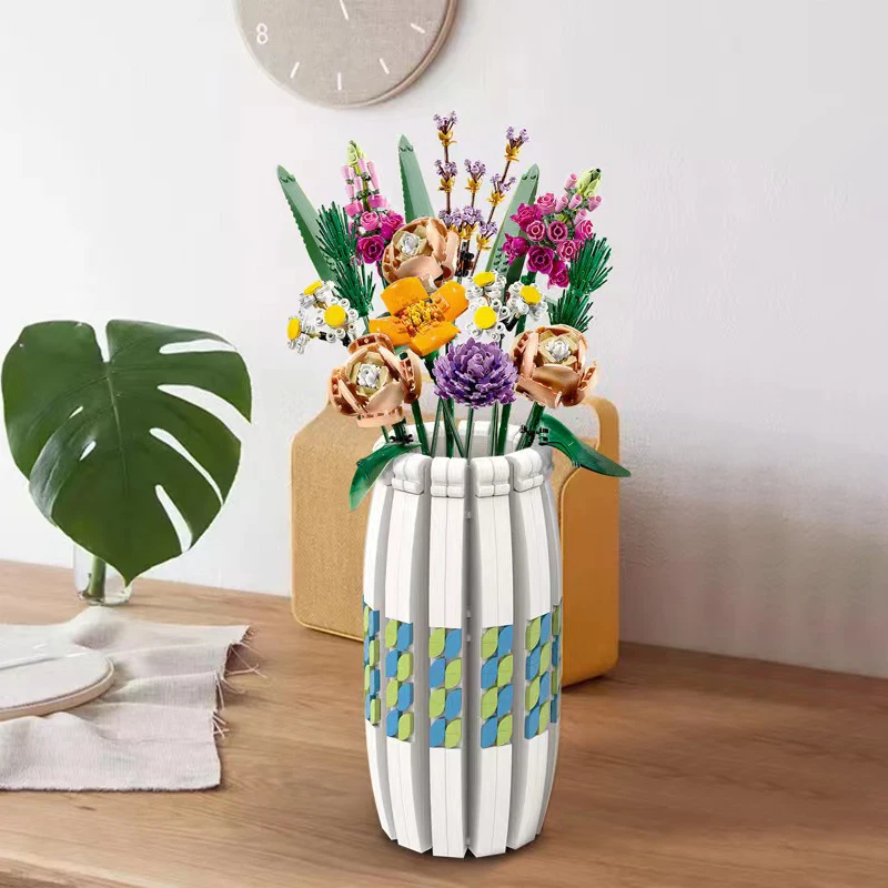 

Букет цветов 10280, набор строительных блоков в виде вазы, кирпичи для растений, модель для украшения дома, аксессуары для девочек, рождественский подарок