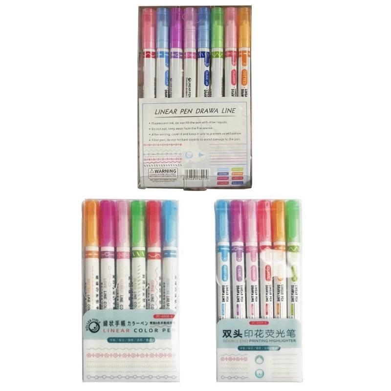 

69HA 6/8 шт. цветные ручки с двойным наконечником, маркеры с точкой ручки и тонким наконечником