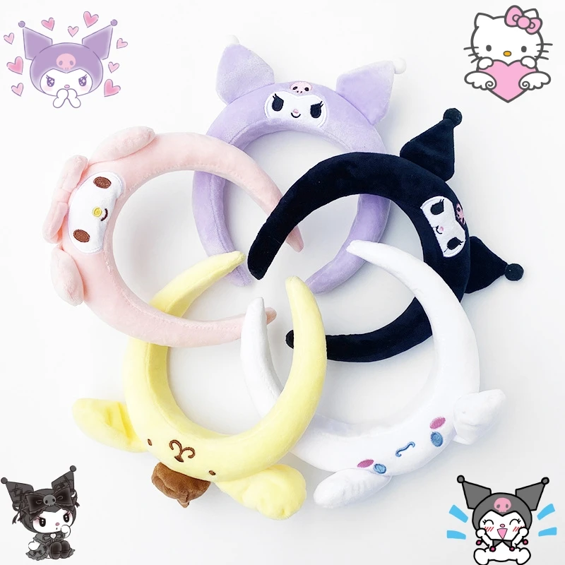 

Hello Kitty Hair Pin Hairband Anime New Cartoon Kuromi Headwear Cinnamoroll Headband Hair Cover Washing Makeup Women Accessories