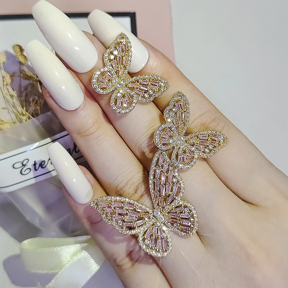 

2pcs Pack 2022 New Luxury Butterfly Gold Color Bride Dubai Wedding for Women Lady Anniversary Gift Jewelry Bulk Sell J7587