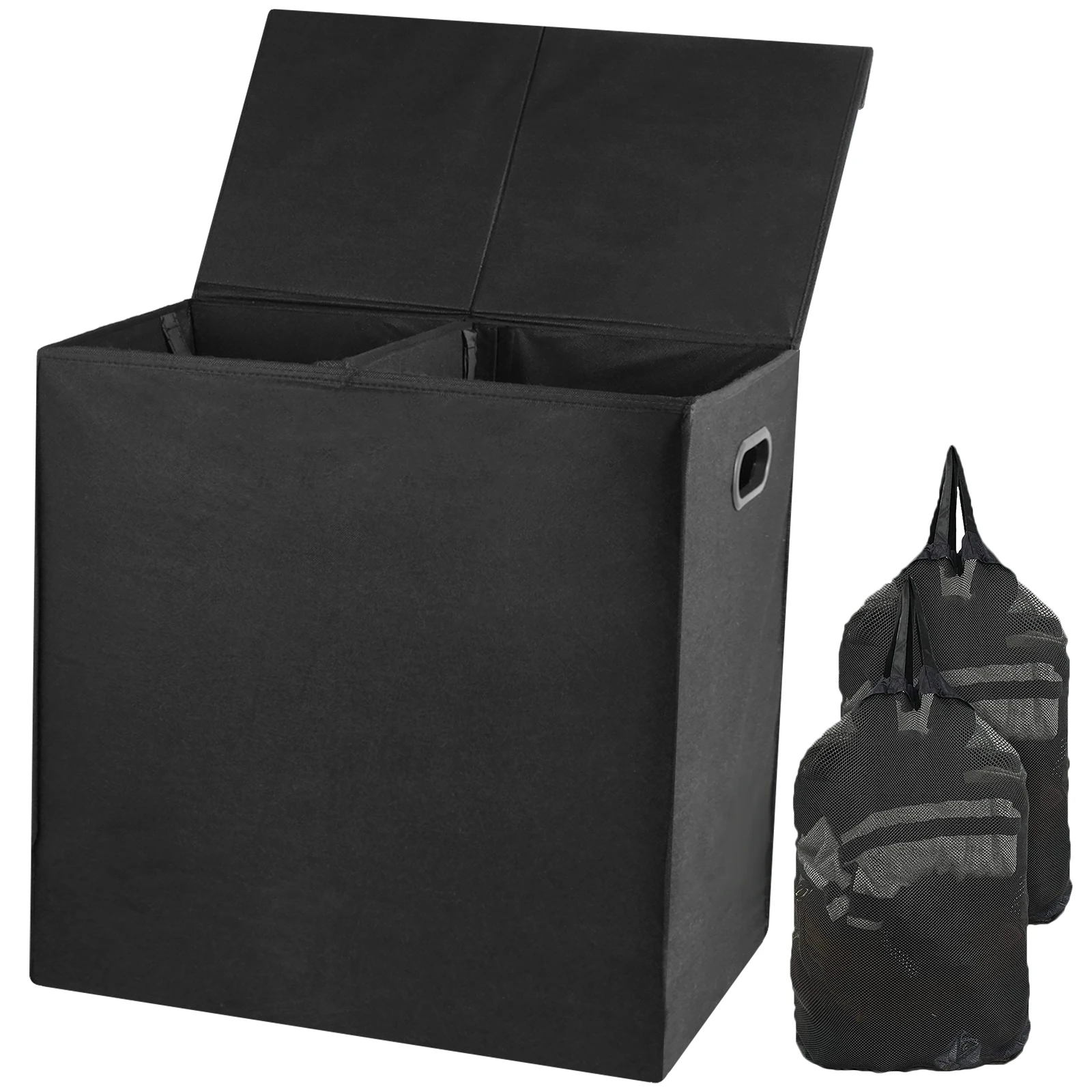 

Double Laundry Hamper 135L Large Capacity Divided Dirty Laundry Basket with 2 Removable Laundry Bags Portable Dirty Cloth Hamper
