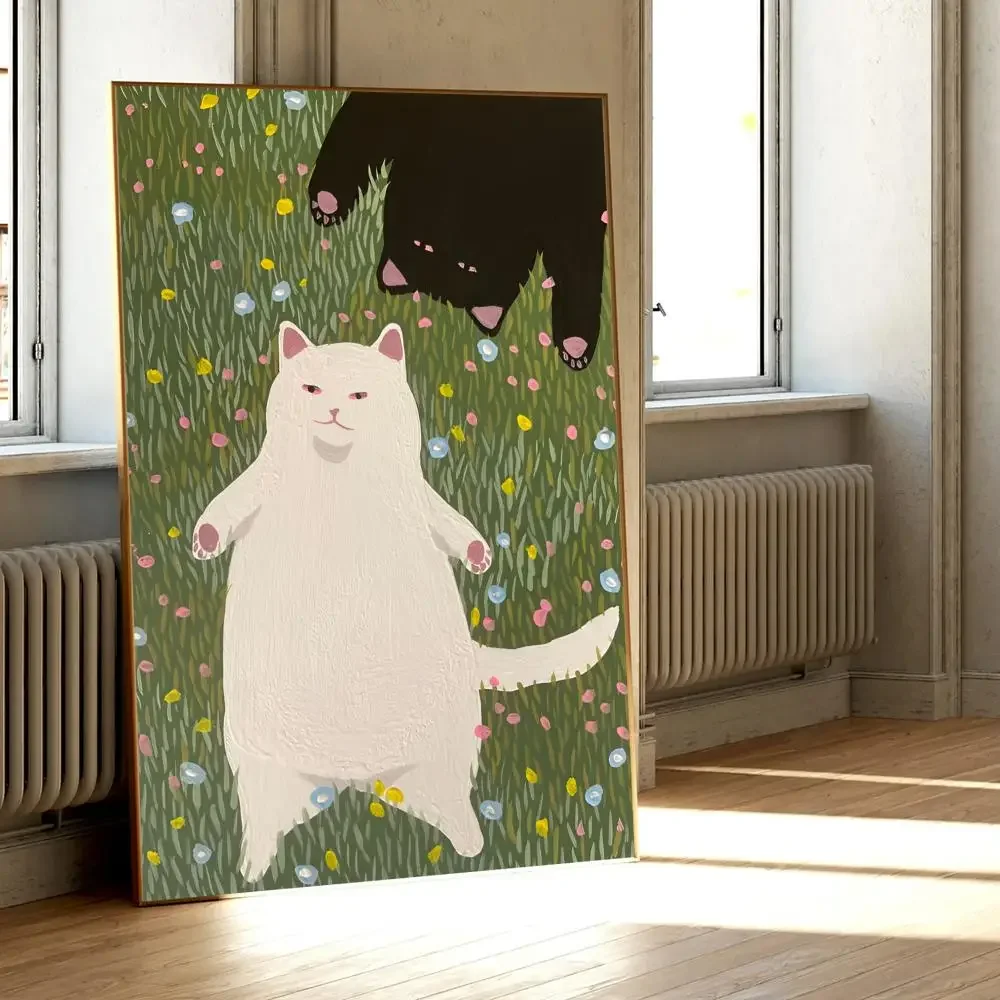 Милый художественный постер с изображением пары кошек искусство на стену