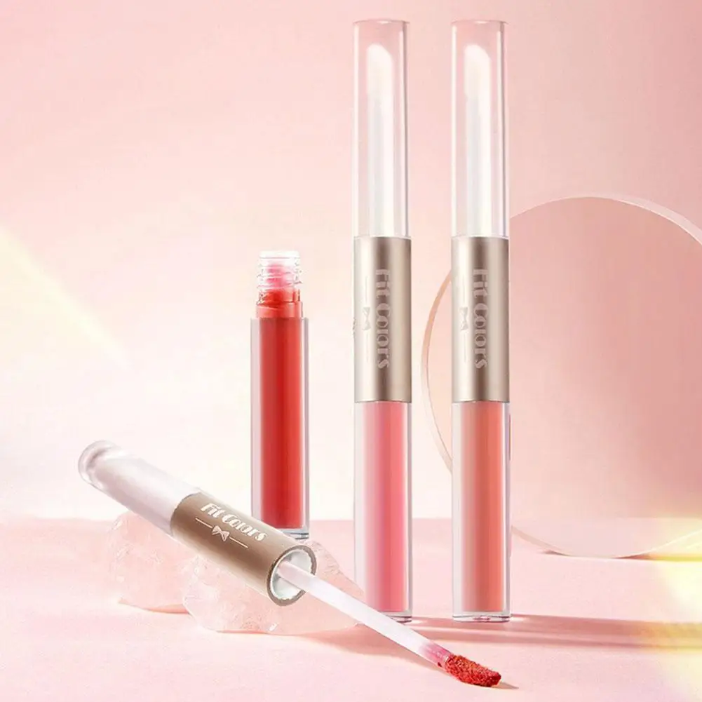 Double-ended Non-stick Cup Lip Gloss Waterproof Long Lipstick Moisturizing Liquid Lip Makeup Plumper Lip Cosmetics Glaze La J0P3 images - 6