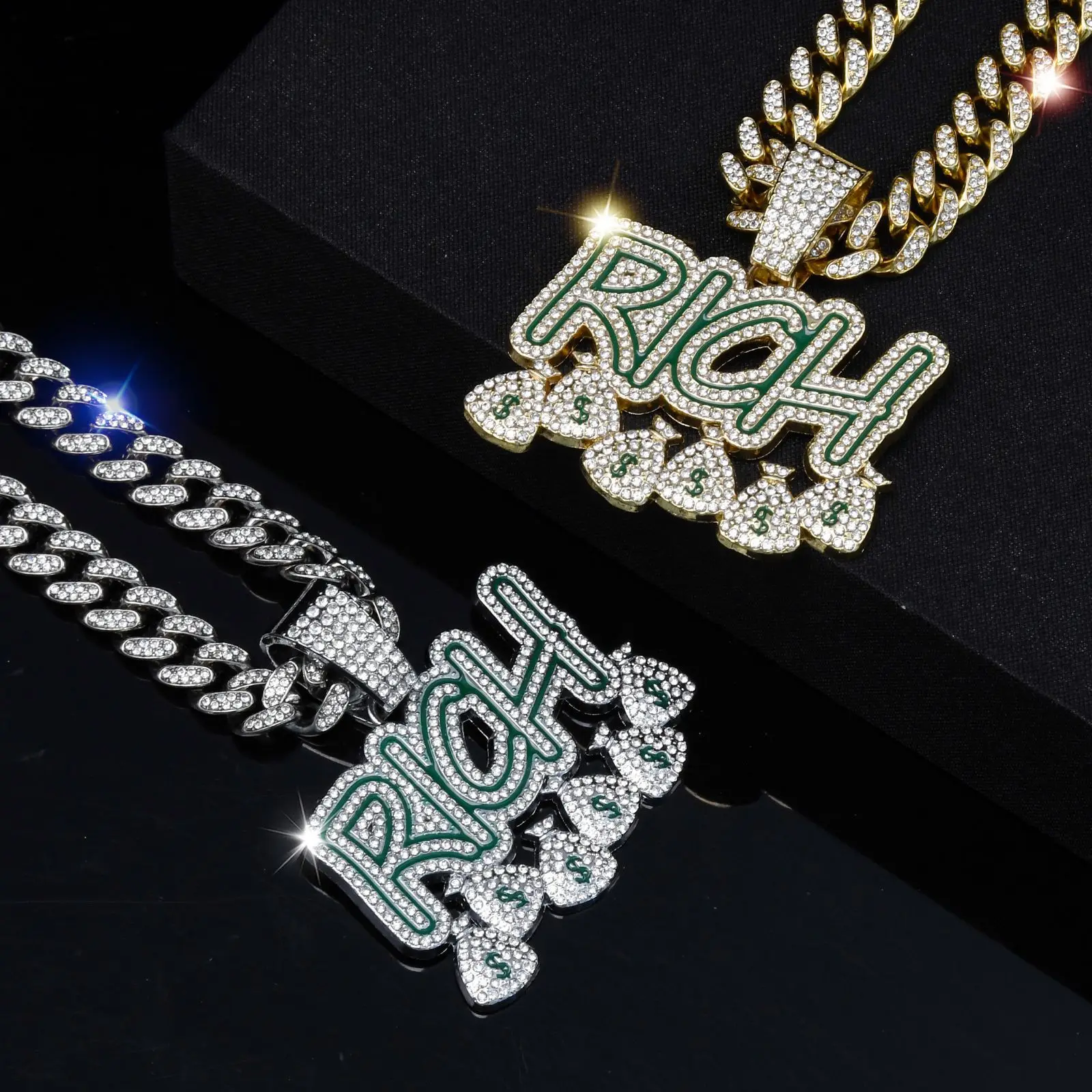 Мужское и женское ожерелье с подвеской в виде сумки для денег кубинской цепочкой