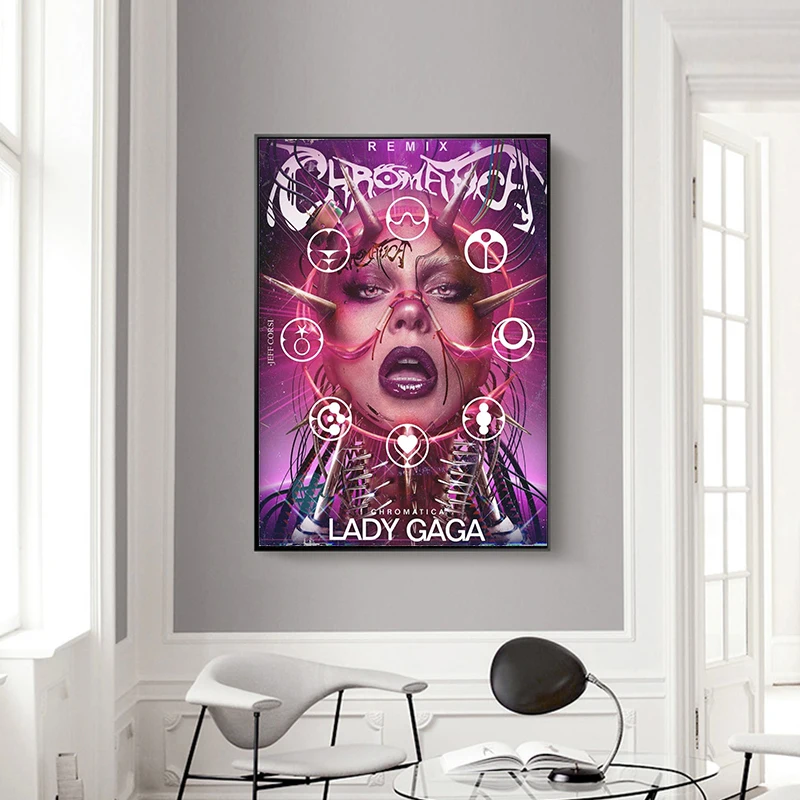 Современный стиль Леди Гага постер на день рождения холсте без рамы акварельные