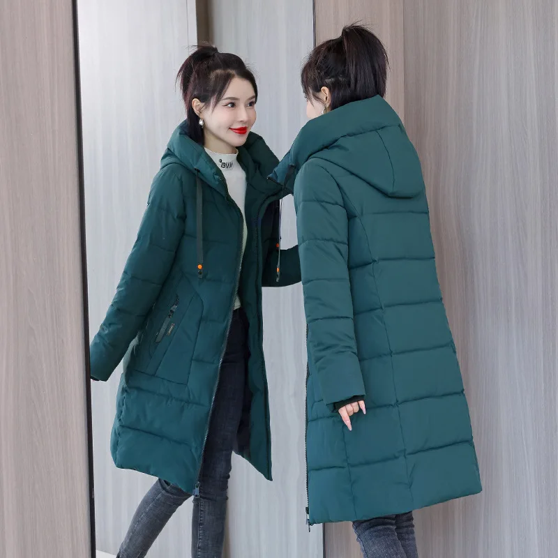 GRELLER Women Autumn Winter Mediumn Long Jacket Hooded Basic Long Sleeve Solid Color Chic Warm Winter Coat Jacket Women Clothing