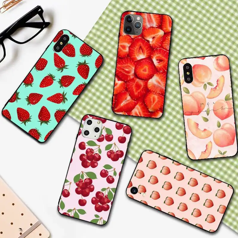 

Strawberry Cherry Peach Fruit Phone Case For Iphone 11 12 13 Pro Max 5s 6s 7 8 Plus X Xr Xs Max Se 2020 13 Mini Case Cover