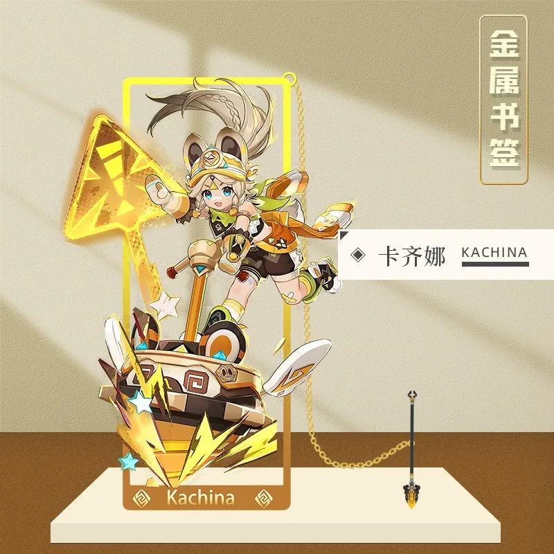 Фото Genshin Impact Zhongli Navia Kachina Ningguang Chiori Albedo Itto Yun Jin Металлическая полая закладка 8,5x3,5 см Значок-закладка с кисточкой №2
