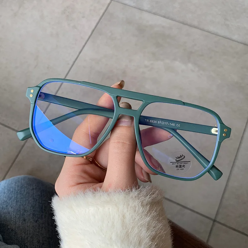 

Fashion Square Double Bridges TR90 Women Glasses Frame Clear Anti-Blu-Ray Eyewear Retro Men Optical Frame Computer Goggles