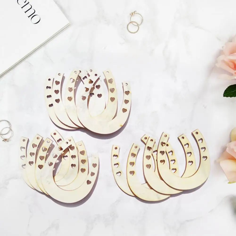 

12Pcs Wood Chip Creative DIY Wood Horseshoe Shape Wood Slices School Handmaking