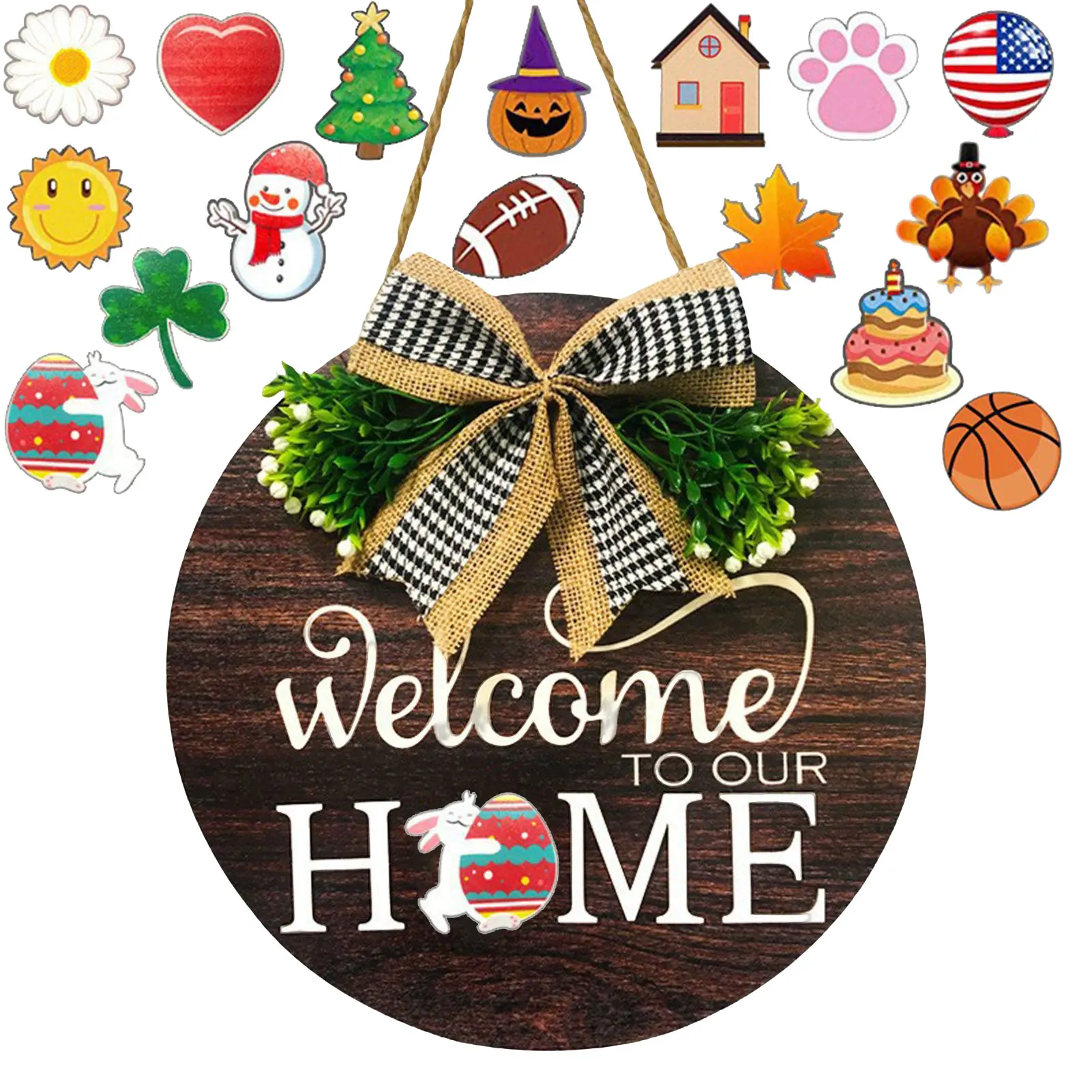 

Взаимозаменяемые подвесные круглые деревянные Венки «Добро пожаловать в наш дом» со сменными украшениями