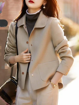 Fashion Elegant Women Coat New Korean Version Simple Solid Color Woolen Coat Temperament Loose Autumn Short Jacket Women 2022 1