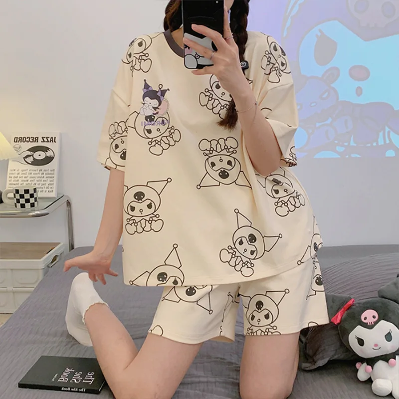 

Модная женская пижама Sanrio Kuromi понравико, Пижама Аниме «Моя Мелодия» коричная, милая домашняя одежда