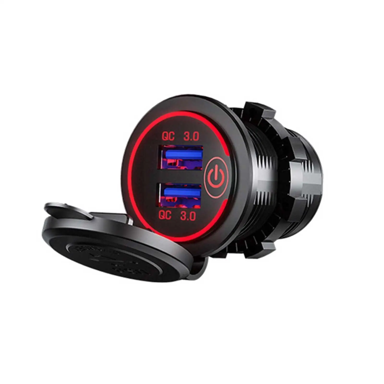 

36w 3.0 Switch Waterproof Universal Motorcycle Car Truck Boat Dual Usb Charger Socket For Phone Tablet Camera Gps Dvr X8j7