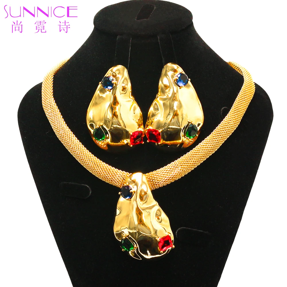 

New Design Dubai 18k Gold Plated Jewelry For Women 2022 Brazilian Necklace Earrings Set Italian Expensive Wedding Bijoux Femme