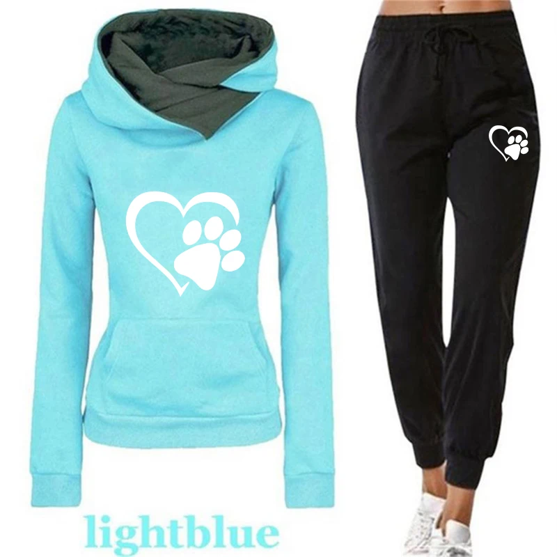 Women's Autumn And Winter Hooded Suit Women's Fashion Thick Neck Shirt Sweatshirt + Sweatpants Casual Women's 2pcs