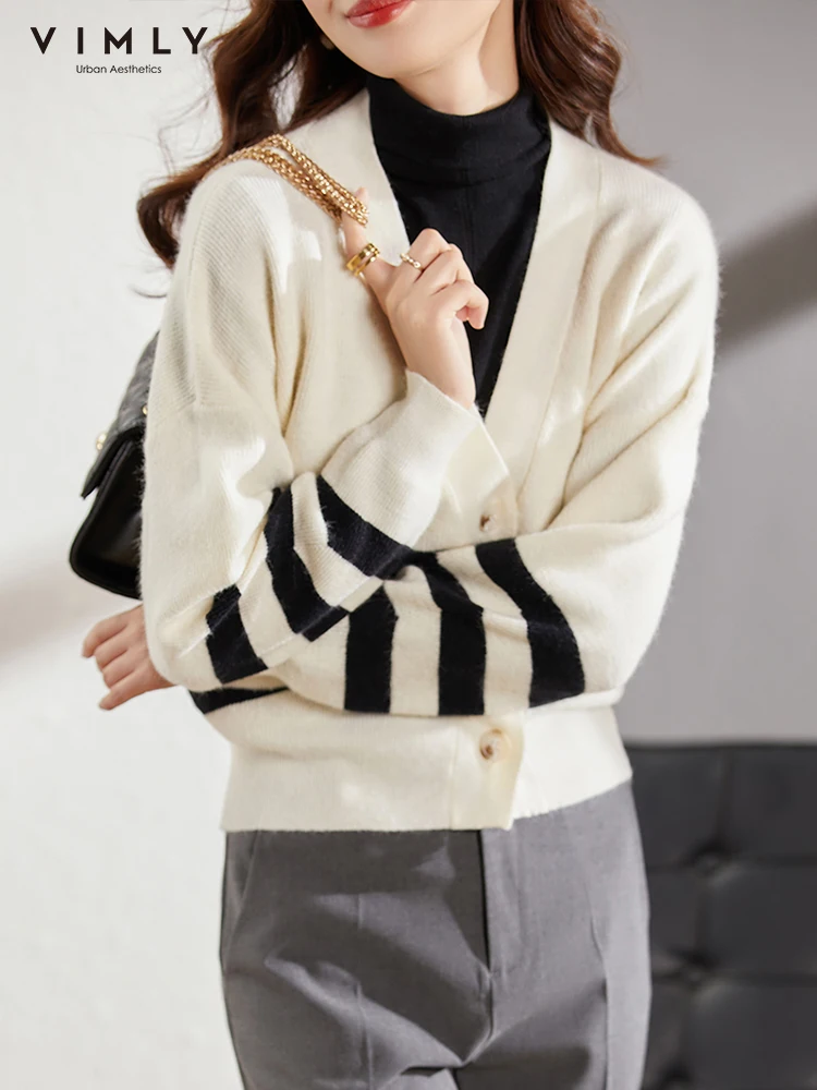 

Vimly Women Cardigan Autumn 2021 Fashion Long Sleeve Solid Knitted Coat Elegant Clothes Outwear Female Sweater Tops F8889