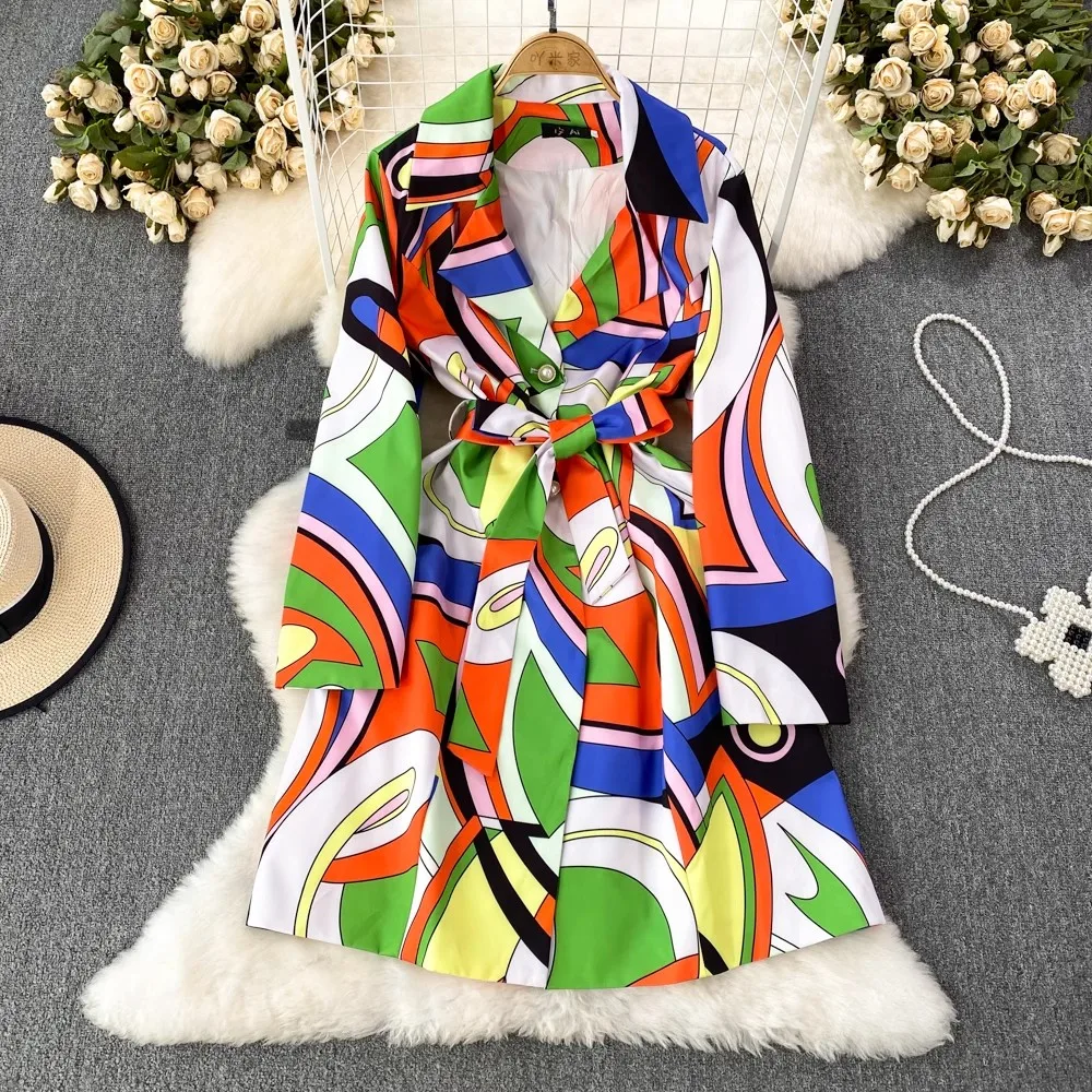 Женское однобортное Платье с принтом повседневное праздничное платье