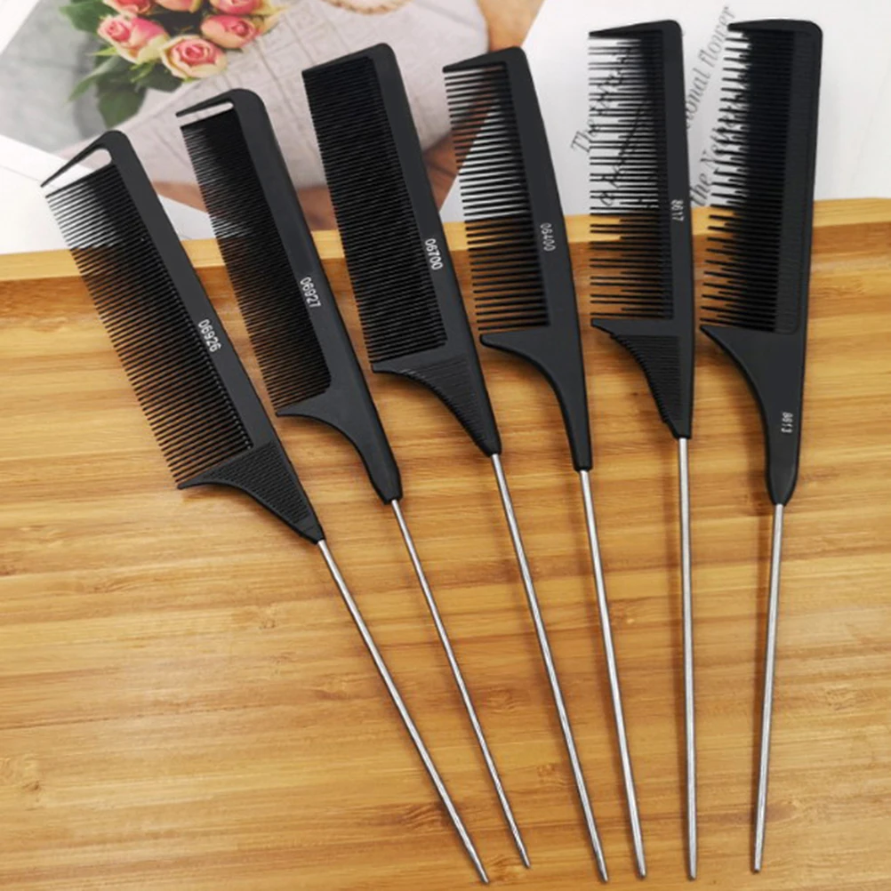 

Heat Resistant Salon Black Metal Pin Tail Antistatic Comb Hard Carbon Cutting Comb Hair Trimmer Brushes