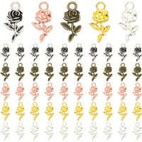 wholesale 20pcs rose shape charms alloy metal flower pendants for diy necklace bracelet jewelry accessories making supplies