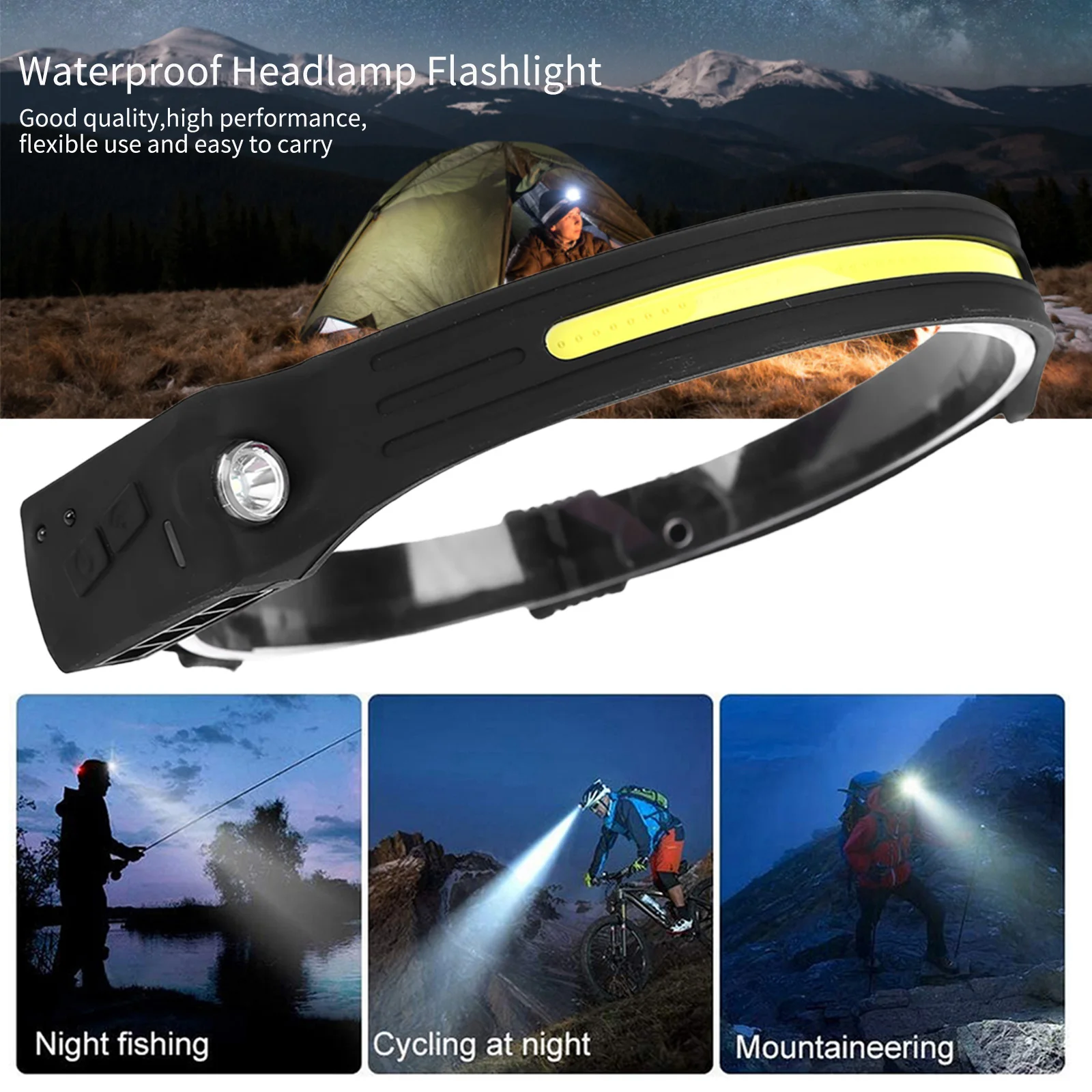 1-20PCS Induction Headlamp COB LED Head Lamp USB Rechargeable Flashlight 4 Modes Lighting Work Torch For Fishing Lantern |