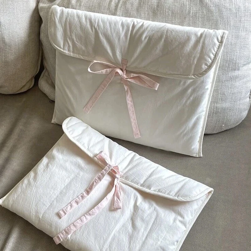 

Сумка для компьютера Y2k с бантом женская, сумочка для компьютера и планшета, милая Корейская балетная косметичка для хранения, цвет черный/розовый