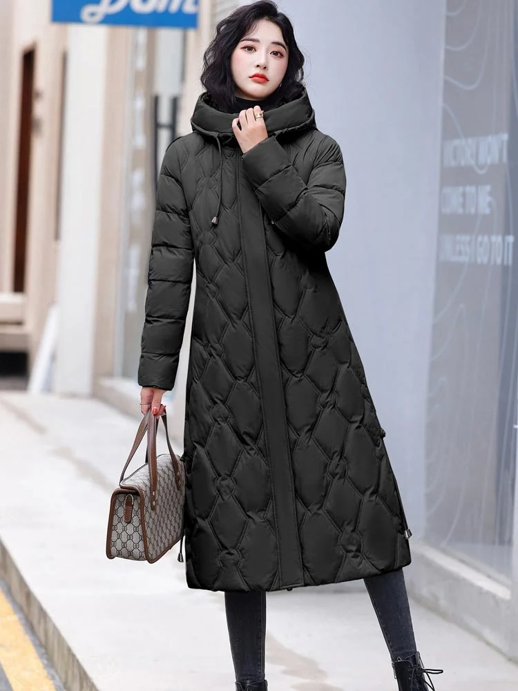 2022 New Parkas Women Winter Jacket Snow Wear Long Coat Hooded Warm Parka Female Hooded Cotton Padded Jackets Outwear