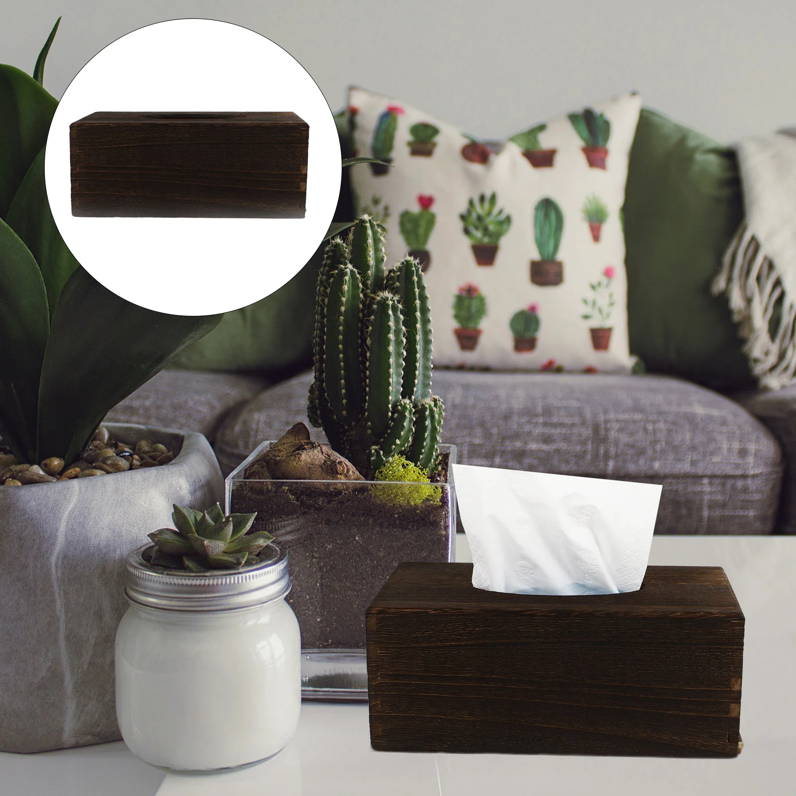 

Tissue Box Holder Cover Wood Rectangular Wooden Napkin Paper Facial Storage Dispenser Countertop Desktop Container Holders