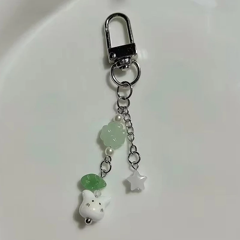 Ручной работы четыре листа клевера кошка из бисера подвеска для телефона Y2k