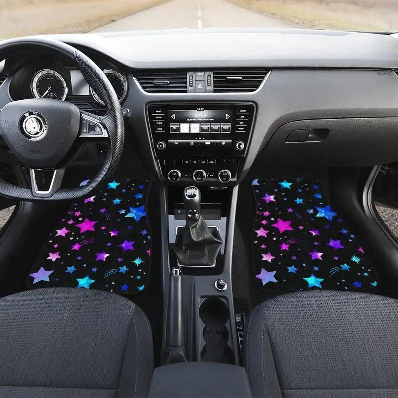 

Pink Blue Purple Stars Car Floor Mats Set, Front and Back Floor Mats for Car, Car Accessories