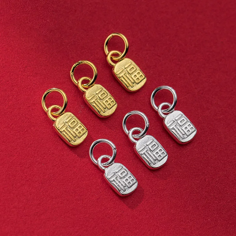 

1 шт./лот, серебро 925 пробы, на удачу, квадратная карточка, подвеска, браслет, ожерелье, украшения, серебряные подвески «сделай сам», ювелирные ...