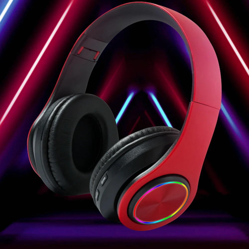 

Gaming Bluetooth Headphones Over Ear Foldable Lightweight Wireless Headphones With Built-in Mic FM SD TF For PC Home Game Movies