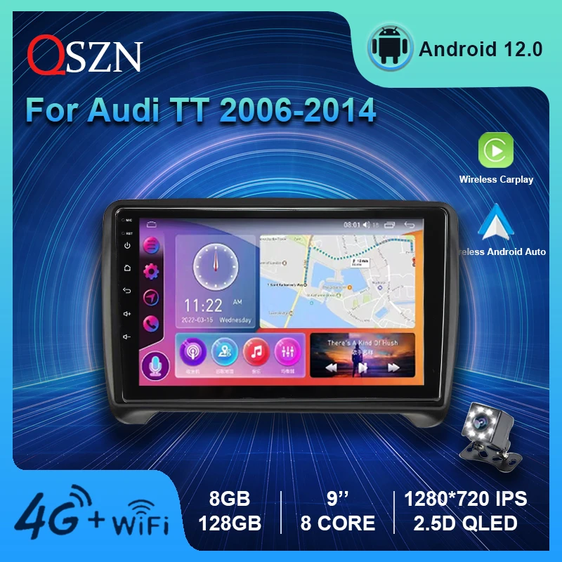 

QSZN Android 12 Car Radio For Audi TT MK2 8J 2006 - 2014 Multimedia Video Player GPS Carplay Auto Navigation Stereo DSP no 2DIN