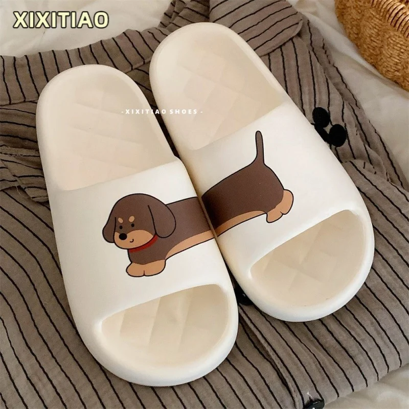 Домашние тапочки женские летние пляжные шлепанцы с собакой сандалии из ЭВА